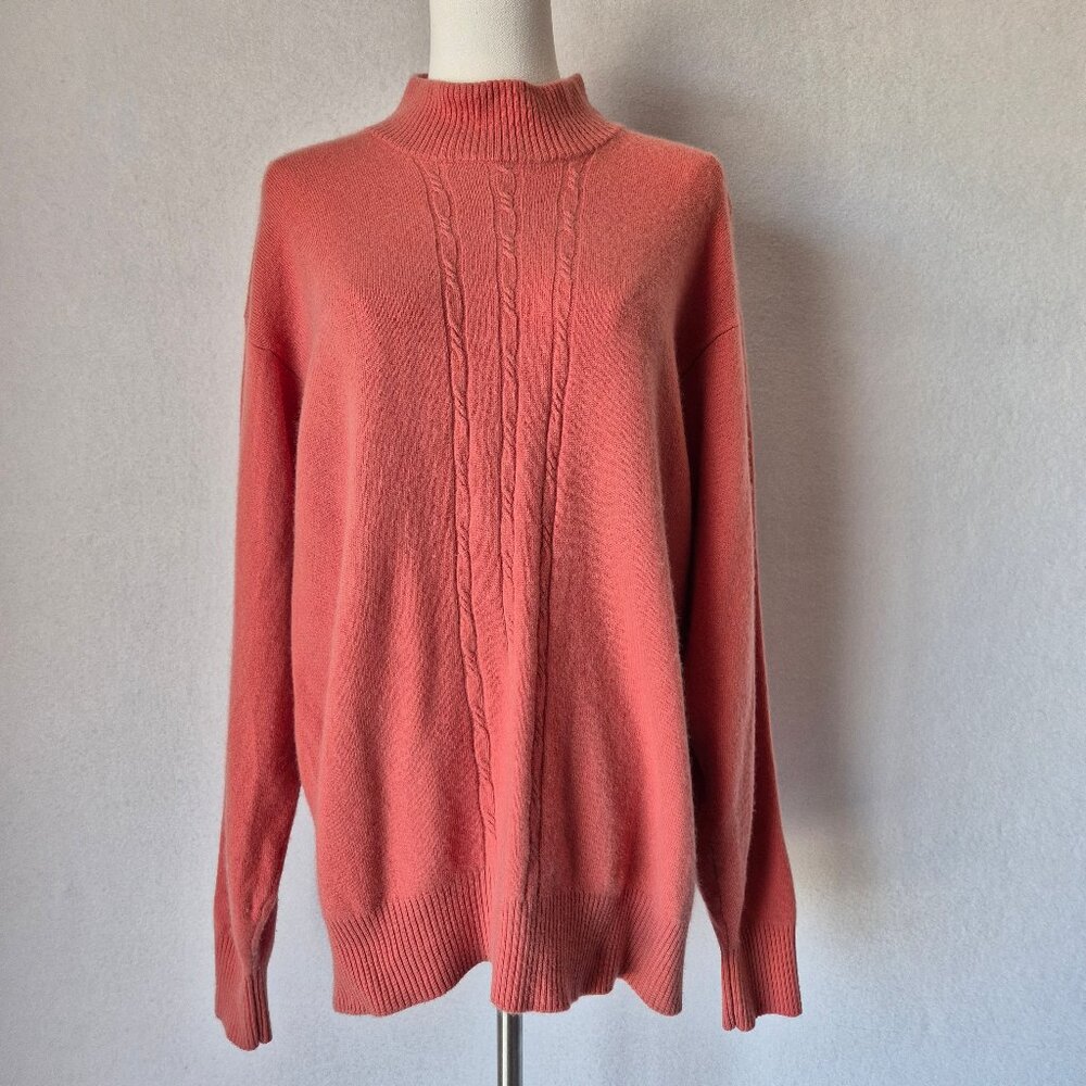 Vintage Precious Fibers 100% Cashmere Mock Neck Sweater Red-Pink